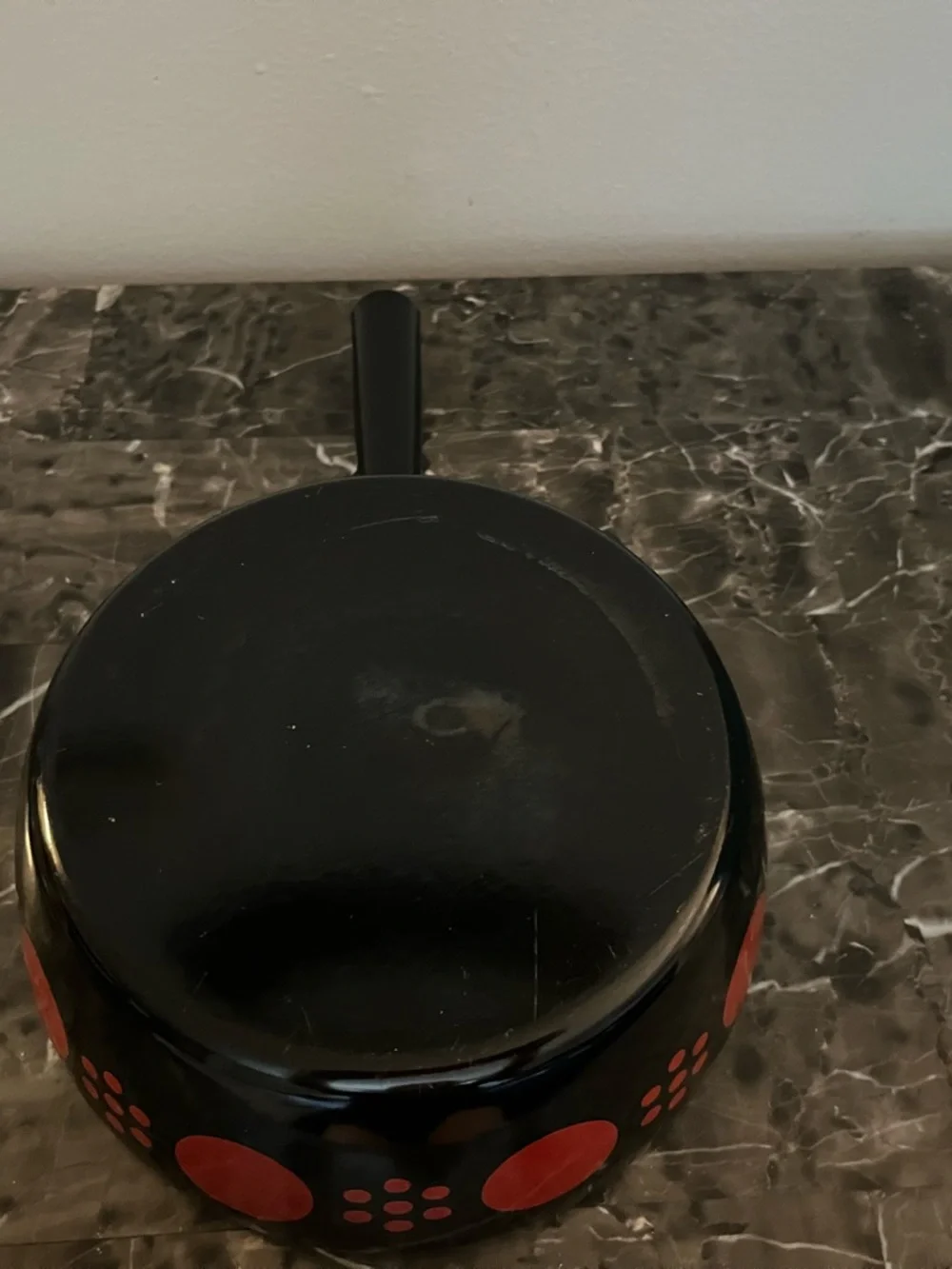 Vintage MCM Swiss Perk Polka Dot Enamel Sauce Pan
